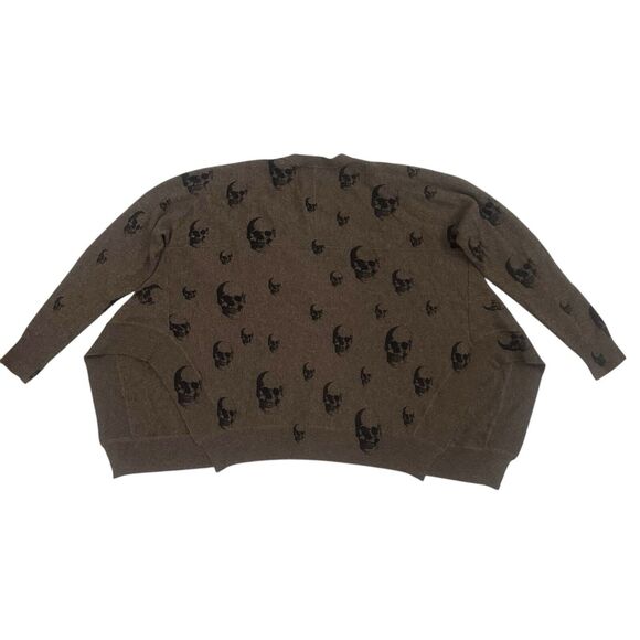 Skull Cashmere Women's Brown Skull Print Cardigan Cashmere Sweater Size S - Picture 9 of 12